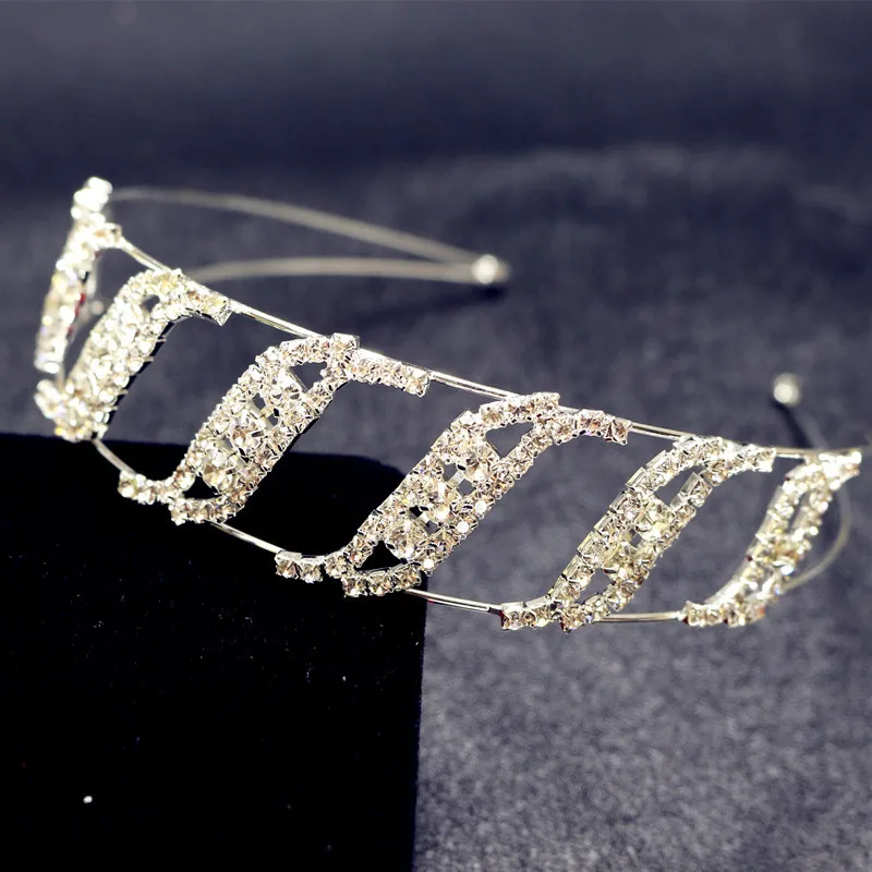 Elegance ins Artificial diamond Hairband alloy metal Elastic Hair Head Hoop Bands Accessories Headband for Women Girls headdress - Цвет: silver