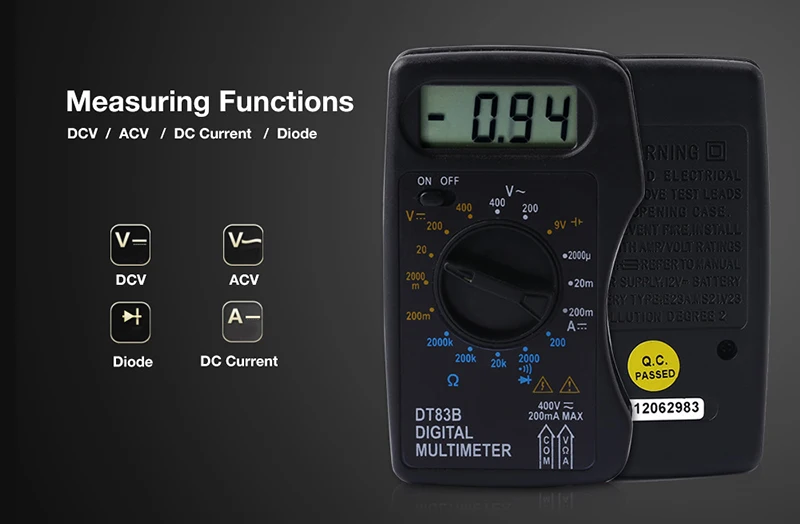 DT83B/M300 Цифровой мультиметр портативный тестер AC/DC напряжение мультиметр современный токовый Омметр зажим проверка счётчика