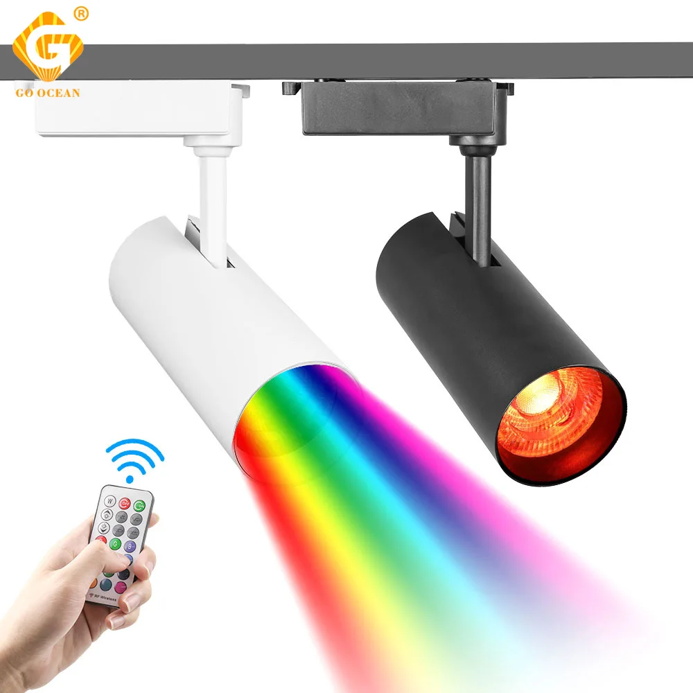 

Remote Control LED Track Lights RGB 18W 30W Decorative Shop Windows Showroom Exhibition Spotlight Ceiling Rail Light