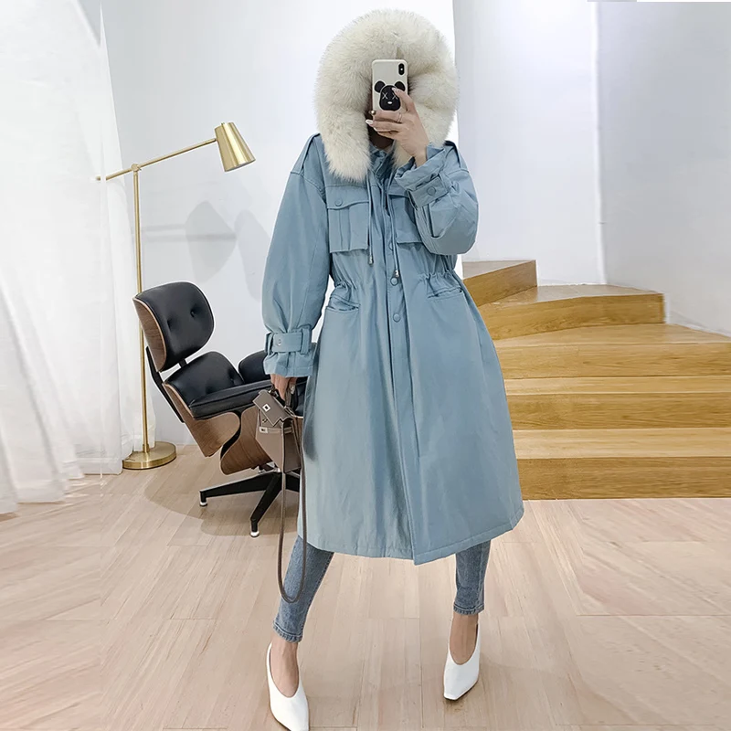 Best 30 Degree Windproof Women Winter Coat 2019 Real Fox Fur Collar Duck Down Jacket Long Down Parka Hooded Female Thick Warm Coats