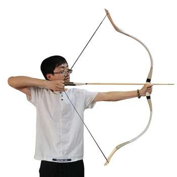 

White cowhide bow 30-70 pounds Traditional bow Real cowhide archery sports bow and arrow