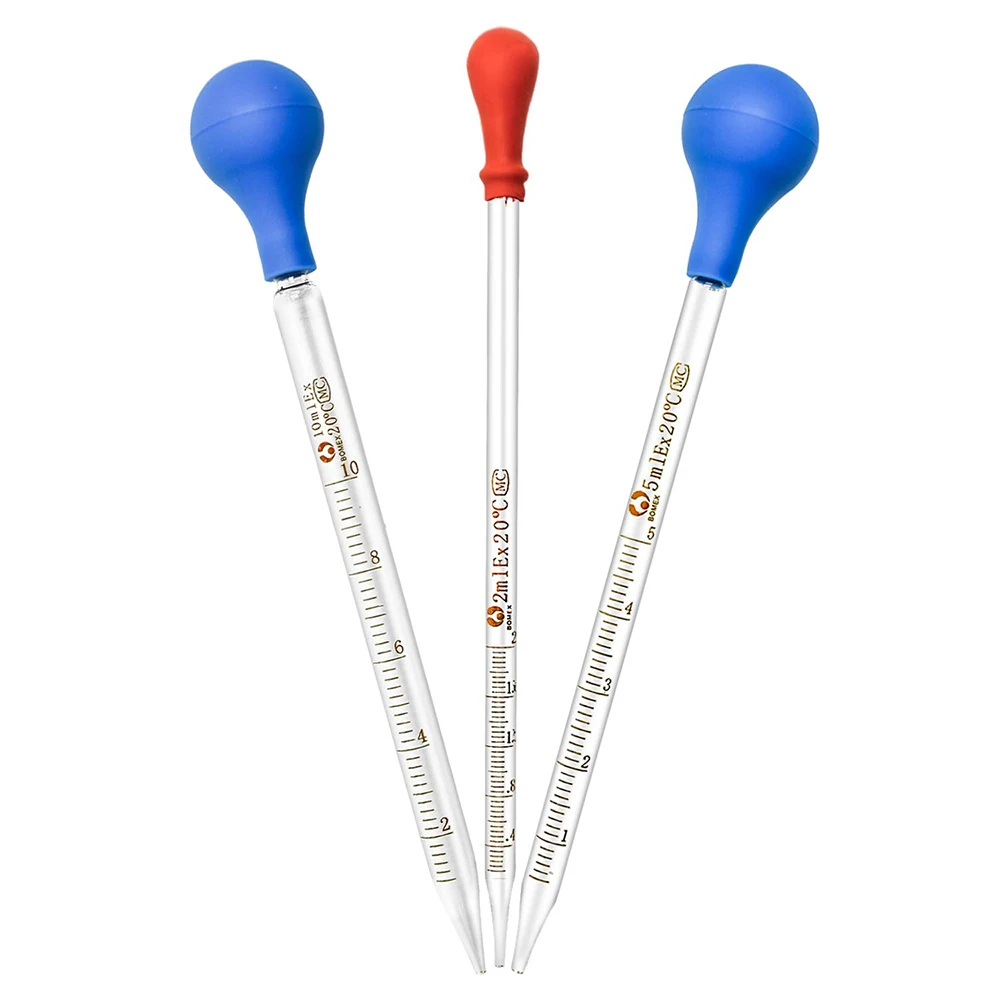 3 Pieces 10ml 5ml 2ml Glass Graduated Pipettes Transfer Dropper For Liquid Essential Oil Fluid And Liquid Pipettors