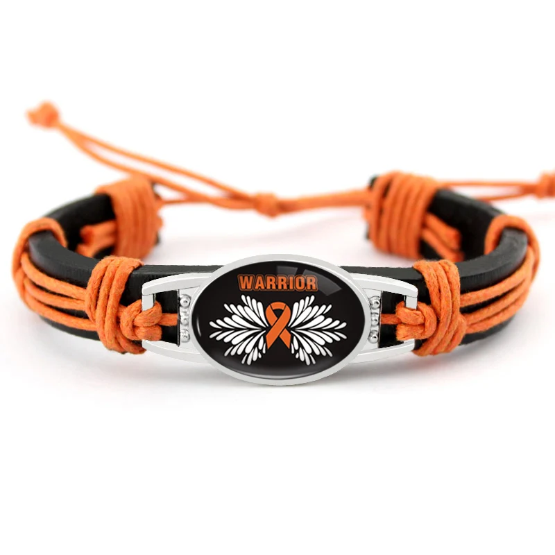 

Leukemia ADHD Skin Cancer Breast Cancer Awareness Bracelets Orange Ribbon Paracord Charm Bracelets Men Women Unisex Jewelry