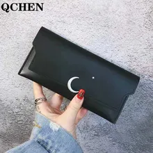 

Wallet Women Long Moon star Buckle new Korean version Crown pu Ladies Female Money crad Bag Triangle fight Zipper Coin Purse 615