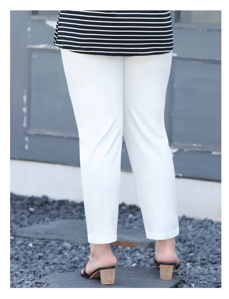 TUHAO Plus Size 7XL 6XL 5XL 4XL Women Pencil Pant Elastic Summer Trousers for Mother Mom Woman White Office Lady Pants WM27