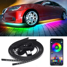 Car Flexible Underglow Strip Light LED Underbody APP Control RGB Neon Lights Dream Color Auto Decorative Ambient Atmosphere Lamp
