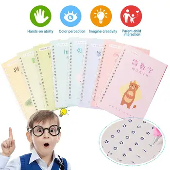 

8pcs Groove Copybook Multi-style Chinese and English Writing Practice Book Calligraphy Supplies for Beginner Children