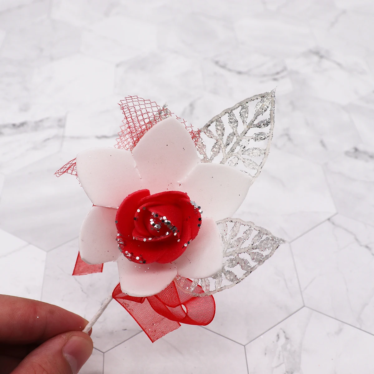 1pcs Foam Lace Rose Handmade Artificial Flowers Bouquet For Wedding Decoration DIY Scrapbooking Decorative Wreath Fake Flowers - Цвет: 14