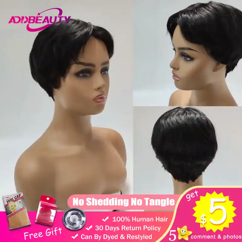 Addbeauty 6 Dyujmov Pixie Cut Pryamye Korotkie Bob Pariki Dlya Chernyh Zhenshin S Chelkoj Naturalnye Brazilskie Remy 100 Chelovecheskie Volosy Polnaya Mashina Aliekspress