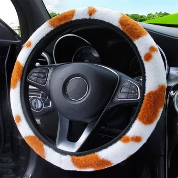 Car Steering Wheel Cover Cow Pattern Plush without Inner Ring For ford EDGE For subaru outback