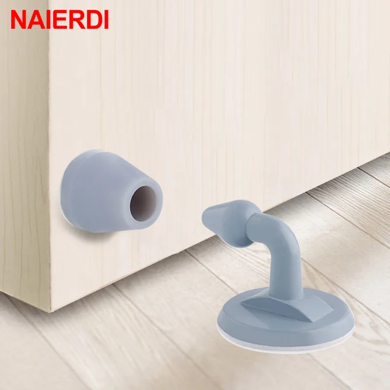NAIERDI ABS Silicone Door Stopper Non Punching Sticker Hidden Door Holders Self Adhesive Stop Wall Protectors