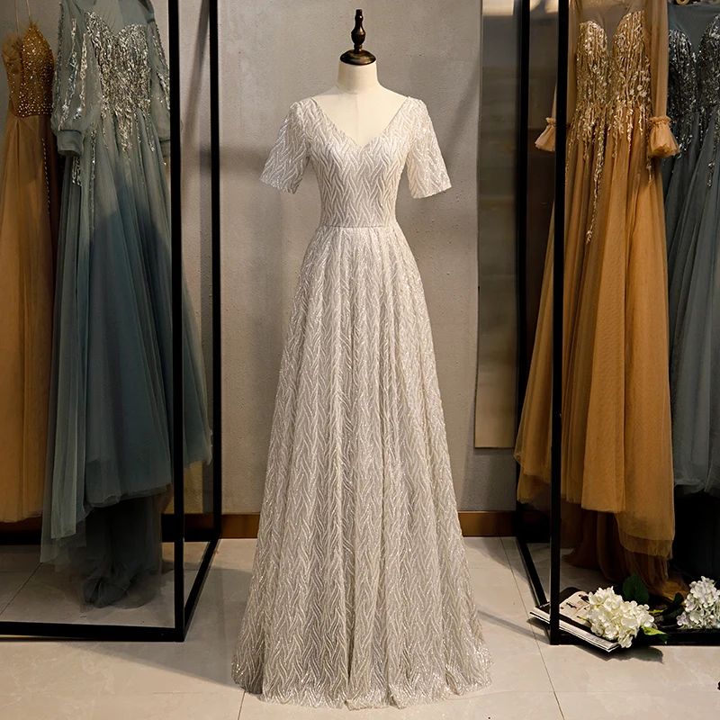 

Gryffon Evening Dress 2019 New Elegant Formal Evening Dress Sexy V-neck A-line Bling Bling Vintage Party Prom Evening Dresses