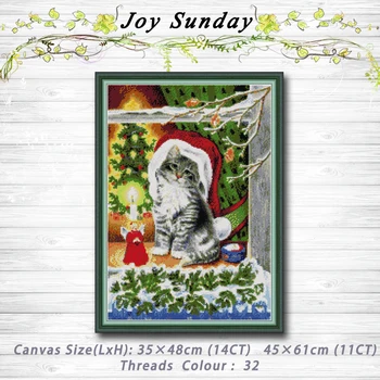 

Christmas kitten decor painting 14CT11CT counted cross stitch kits embroidery sets Needlework Sets Home decor