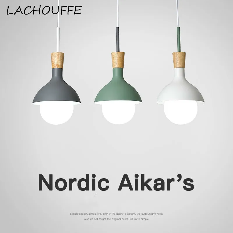 

Nordic Macaron Simple Pendant Lights Creative Wooden Hanging Lamp for Dining Room Kitchen Home Decor Lighting Fixture Luminaire