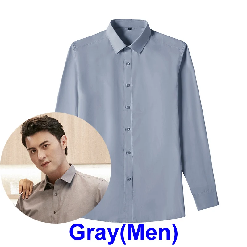 Gray men Женская/Мужская классическая рубашка с длинным рукавом размера плюс, официальная деловая офисная/рабочая одежда, мужская однотонная Классическая рубашка - Цвет: Gray men