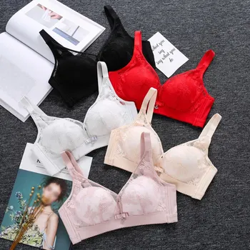 

Ladies Sexy Underwear Set Retro Lace Embroidered Bra Without Rims Bow Bra Solid comfortable and breathable Briefs