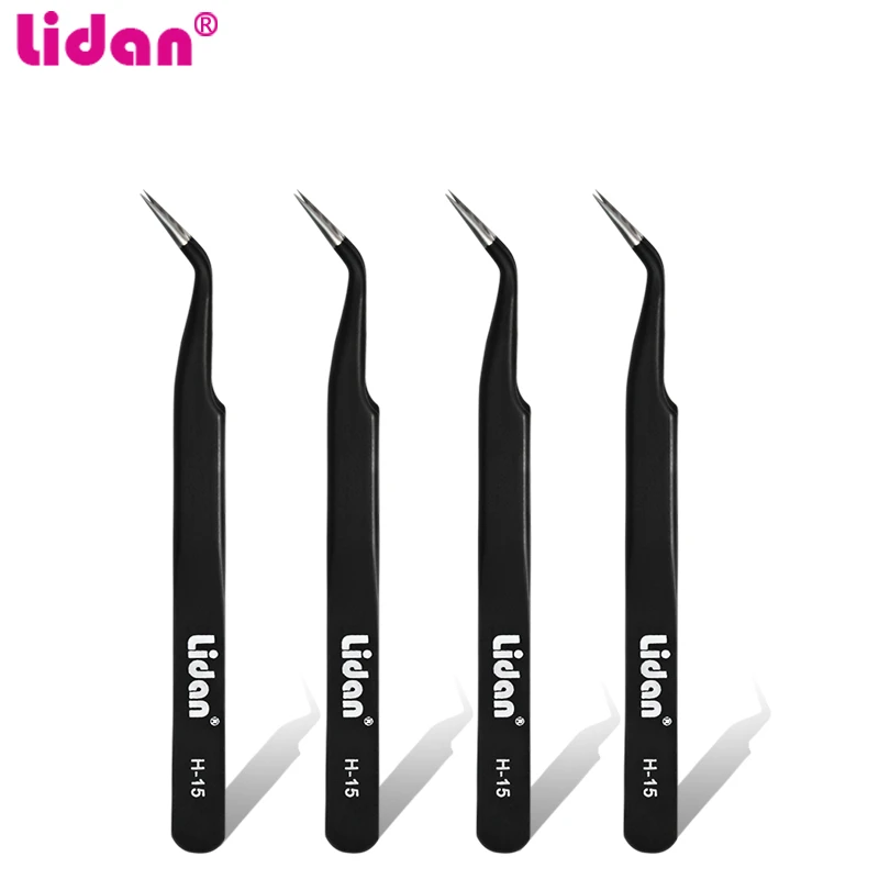 

1 Pc Stainless Steel Anti-Static Electroplating Nonmagnetic Tweezers For Eyelash Extension Makeup Tools Curved Straight Shape