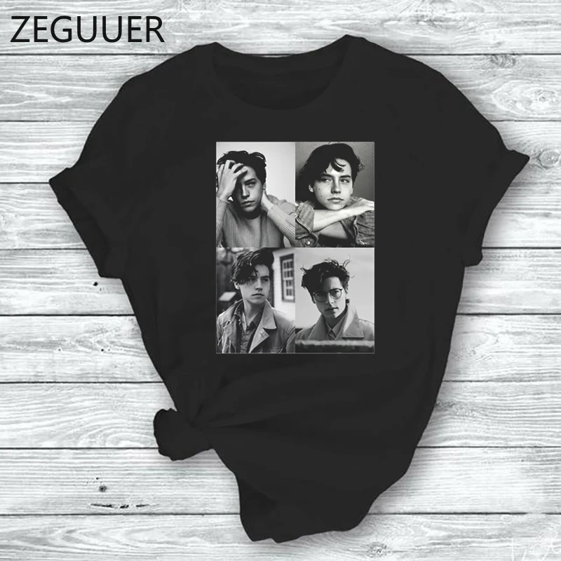 Футболка Kawaii Cole Sprouse Женская Harajuku в готическом стиле уличная одежда Camisetas Verano Mujer |