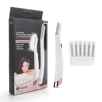 

Face Hair Remover Lighted Portable Facial Expoliator Shaver Razor Face Hair Shaver Painless Exfoliates Dead Skin Neck Clean Tool