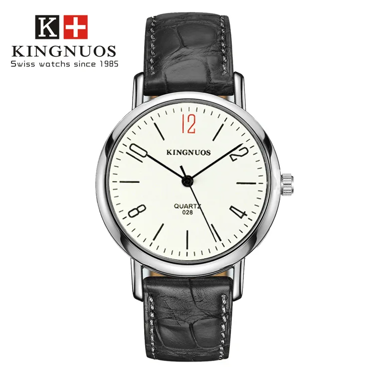 

KINGNUOS Brand Ultra-thin High-grade Refined Belt Men's Waterproof Quartz Watches Non-mechanical Watches Student Watches Clock