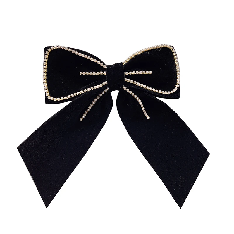 

Autumn Winter Velvet Hairpins Streamer Ribbon Bow Pearl Spring Clip Top Hair Clips Korean Hair Accessories for Women Girls Gifts