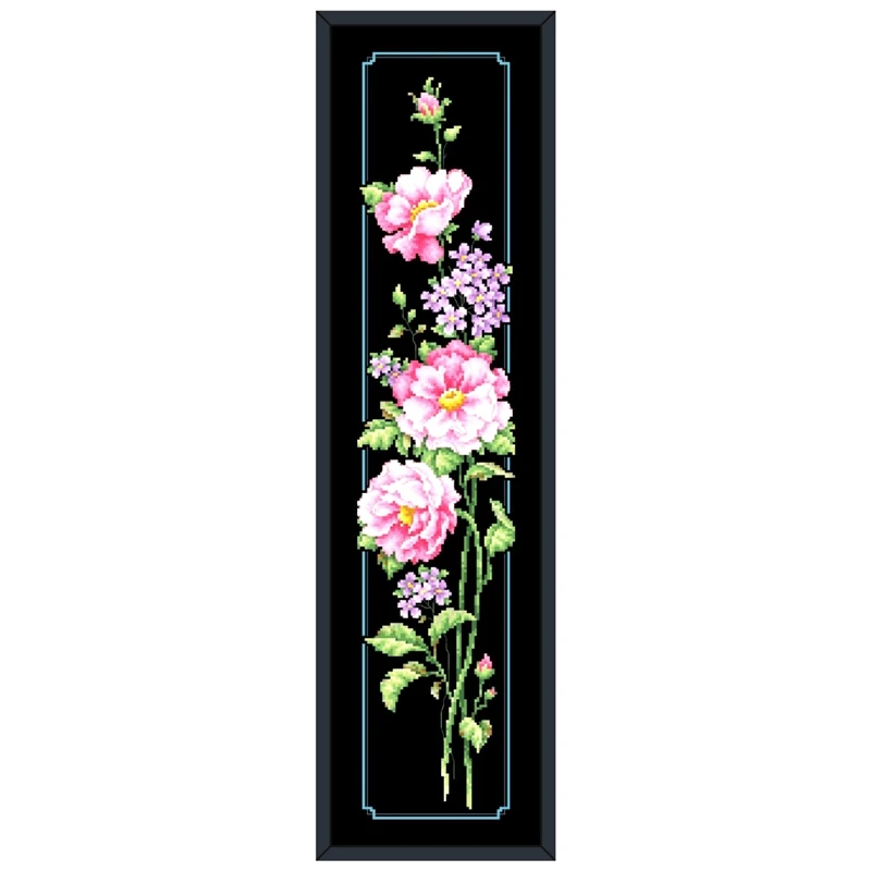 Cross Stitch Kit Lovely flower aida fabric 18ct 14ct 11ct black canvas cotton thread for adults
