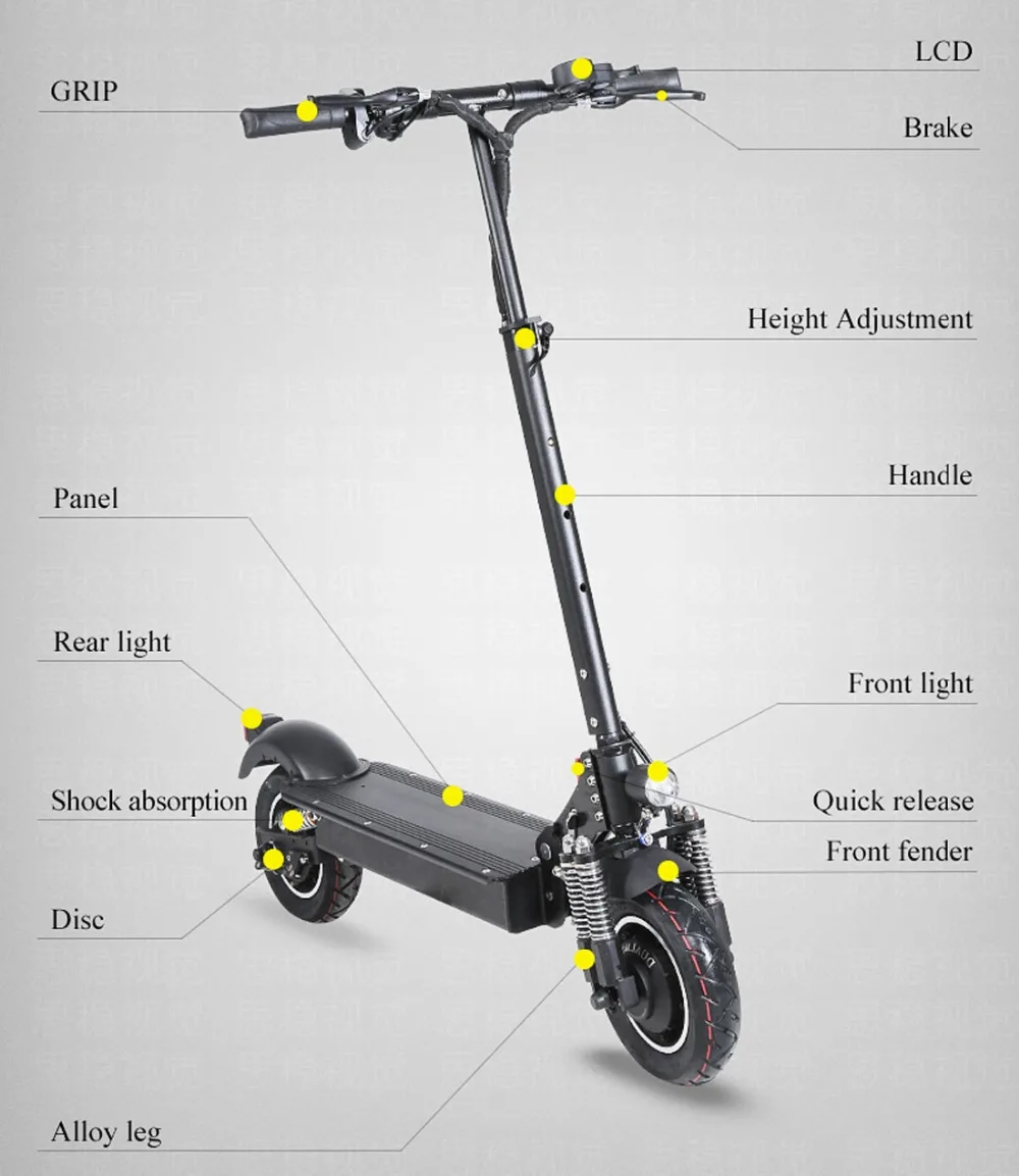 DUALMOTO электрический скутер с сиденьем для взрослых, 10 дюймов, шина 2000 Вт, 52 в, 72 км/ч, большой диапазон, складной, мощный, умный скутер