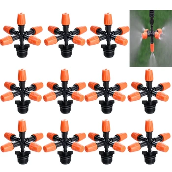 

1/2/5/10pcs Drip Emitters 5-Head Garden Spray Nozzle Greenhouse Automatic Sprinkler Adapter Water Flow Drip Irrigation System