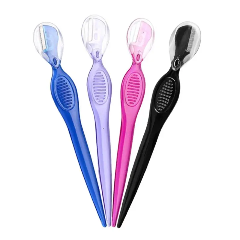 

Women Eyebrow Razor Facial Hair Remover Stainless Steel Trimmer Short Knife Blade Eye Brow Shaping Makeup Tool With Lid Random
