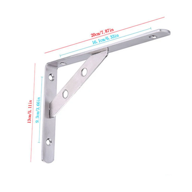 2 шт 3 мм l-образный настенный стеллаж из нержавеющей стали правая угловая скобка поддержка стыковой полки - Цвет: 8 inch