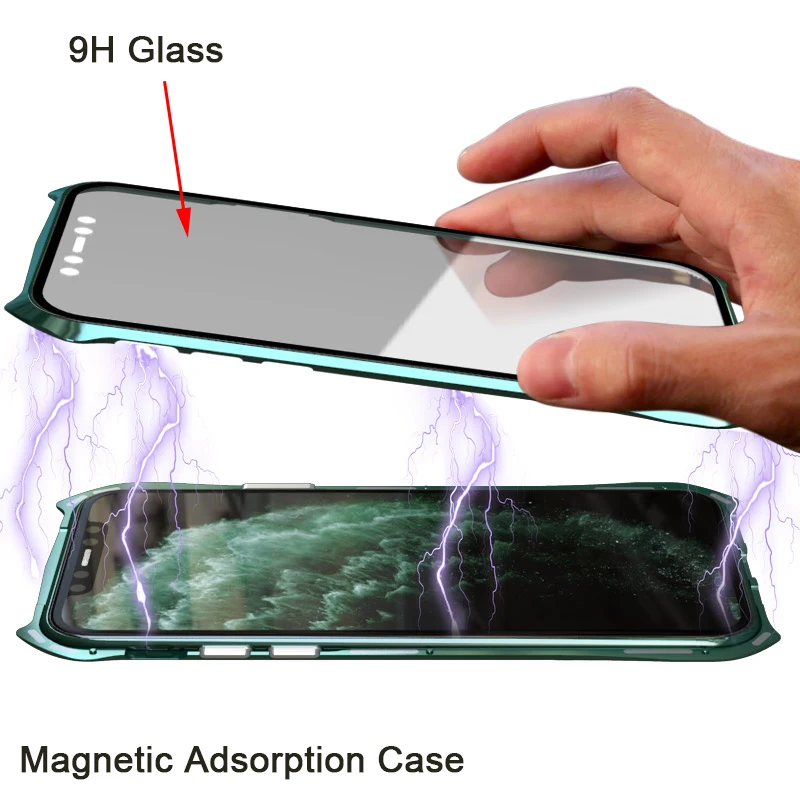 Najtaniej 360 pełna obudowa ochronna dla iphone 11 obudowa metalowa adsorpcja magnetyczna dla iphone 11 pro max 2019 nowe etui pokrowiec etui bumper