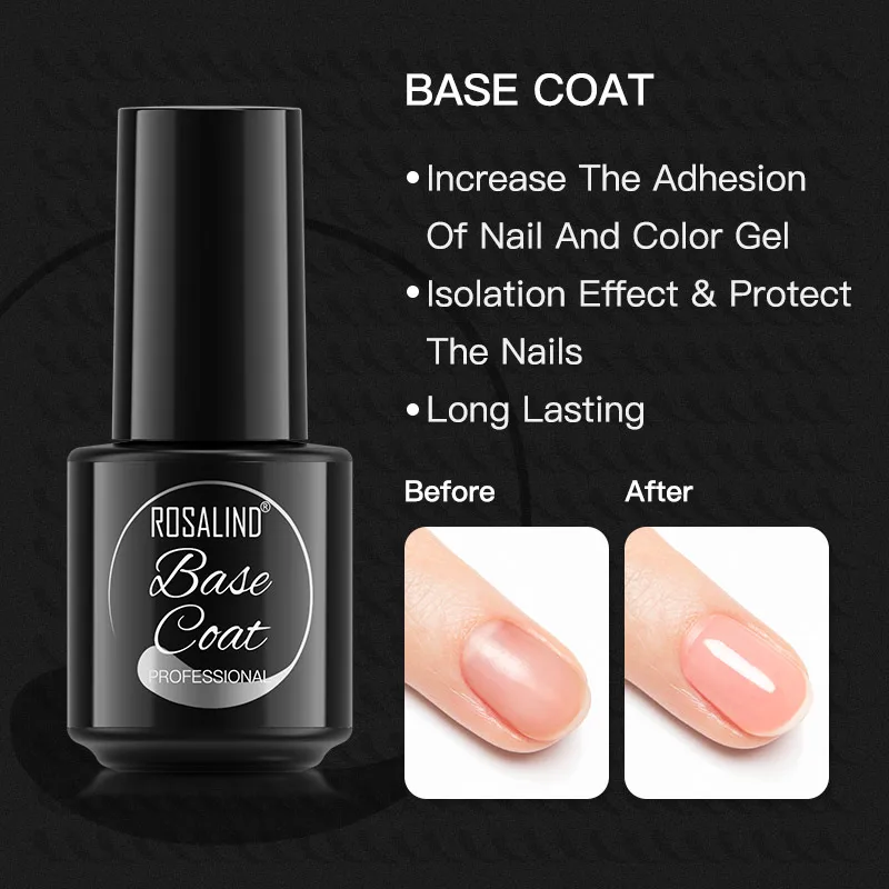 ROSALIND Nail Gel Base Coat 7ml Transparent Long Lasting Primer For Nail Manicure Soak Off Gel Varnish Art Lacquer nail gel nail primer gel polish base and top coat