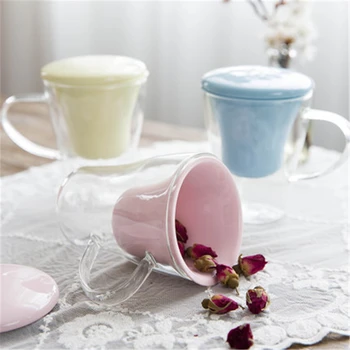 

Creative Glass Coffee Mugs Set Cup Tea Water Teacup Heat Restiting Personalized Office Transparent Glass Mugs Cup Simple Q