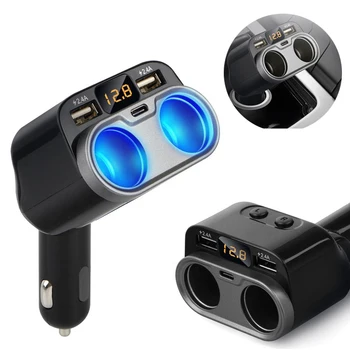 

12-24V Dual cigarette lighter car Lighter Charger Socket Splitter Car Cigar Lighter Socket Double Dual Adapter Splitter