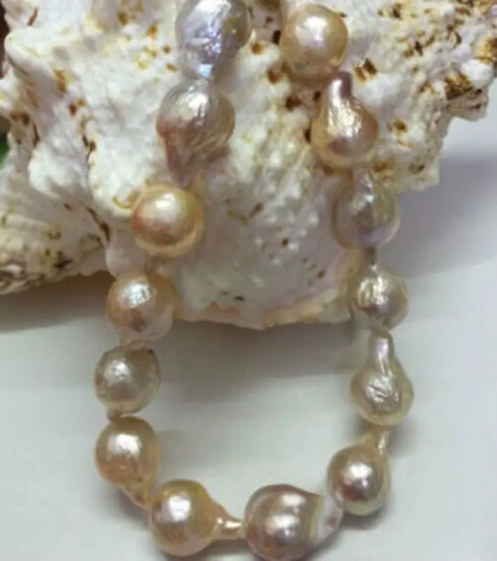 

Rare 12-16mm Natural South Baroque Lavender Akoya Pearl Fashion Necklace 18