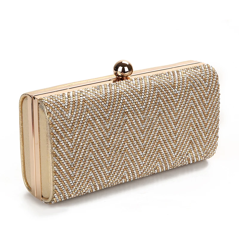 Luxy Moon Bling Rhinestone Stripe Clutch Bag Side View