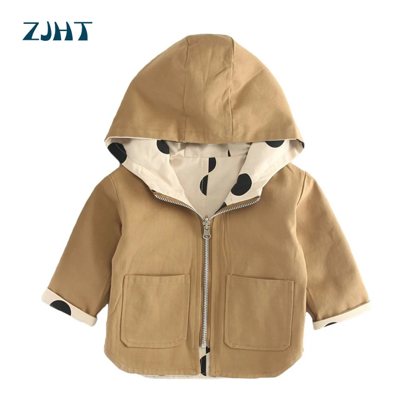 ZJHT Детские двухсторонние износостойкие куртки для детей для маленьких мальчиков и девочек; плащ; ветровка для детей, Осенний Тренч, верхняя одежда для детей, LM020