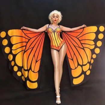 

2020 Women Sexy Butterfly Series Bodysuit Female Singer Festival Outfits Nightclub Party Dancer Stage Wear Performance Costumes
