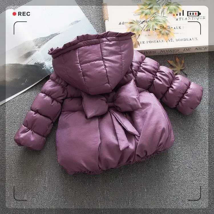 

Winter New Style Korean-style Children Thick Baby Girls Mid-length down Feather Cotton-padded Clothes Girls Hooded Fashion Cotto
