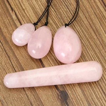 

Rose Quartz Drilled Yoni Eggs Crystal Massage Wands Jade Eggs For Women Kegel Exercise Vaginal Muscles Health Care Massager
