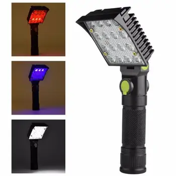 

Portable Waterproof Tiltable Head 90 Degree Flashlight White Red Blue Light COB LED Torch with Tail Magnet for Work Camping