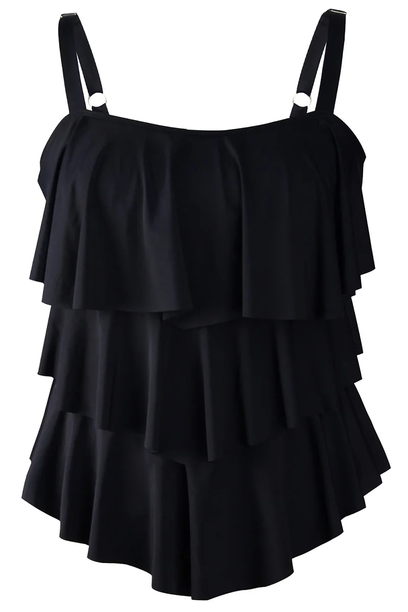 Black PERONA, Женский танкини, купальник, топ, контроль животика, одежда для плавания, Леопардовый принт, сетчатый купальник, женский топ размера плюс, пляжная одежда, только Топ - Цвет: Black