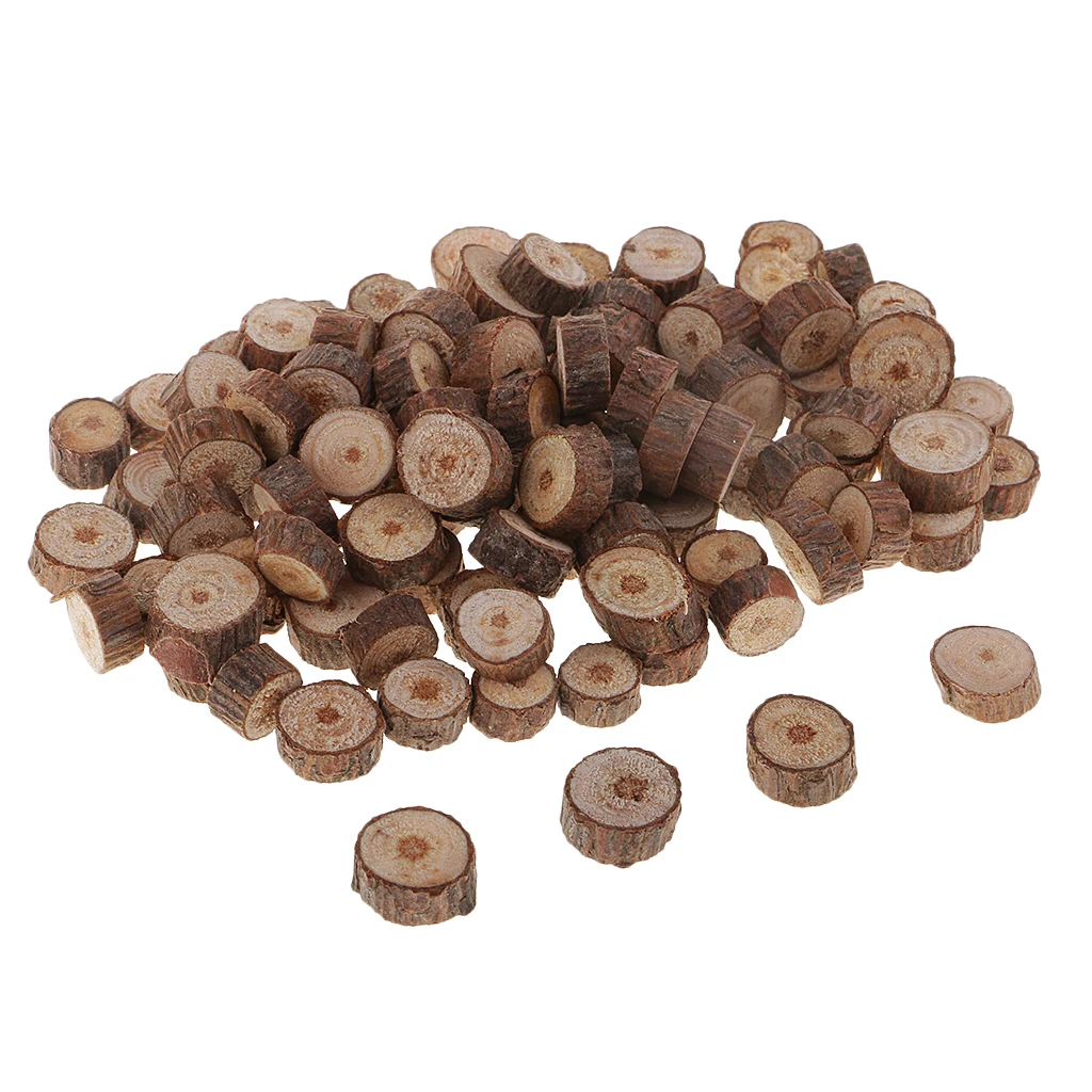100 Pieces Wood Slices, Natural Unfinished Round Discs Ornaments Tree Bark Wooden Circles Log Discs For Crafts