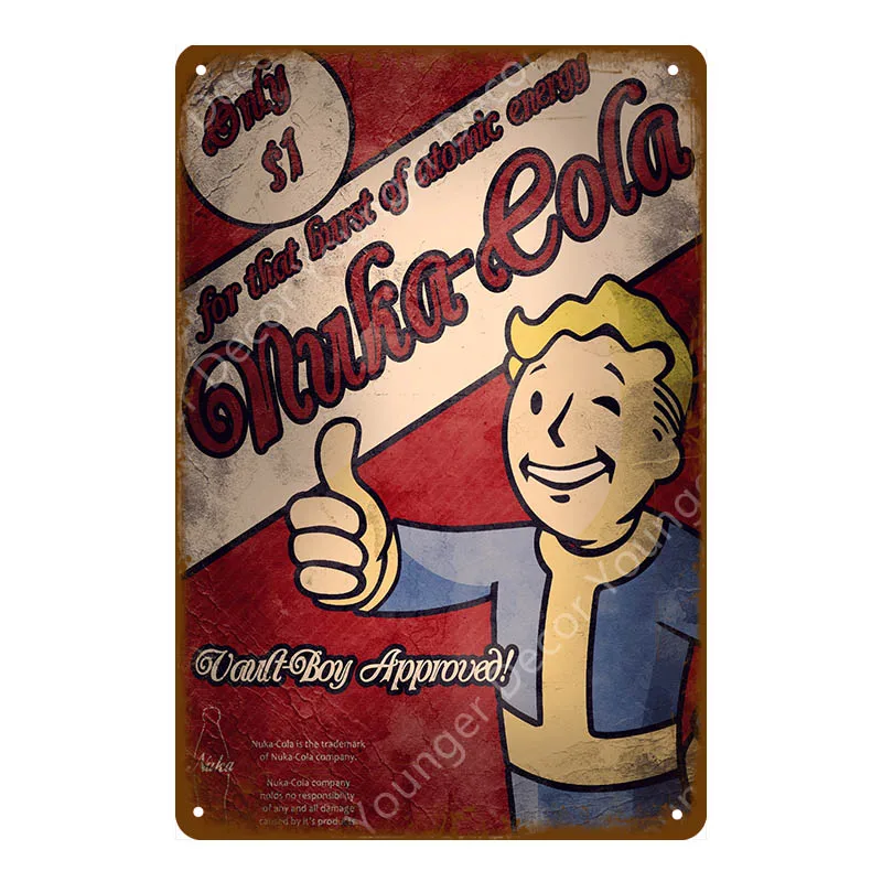Напиток Nuka Cola квантовый плакат Fallout 3 4 игры металлические знаки настенный Декор для дома номер магазин отель железная живопись YI-111 - Цвет: YD5143AI