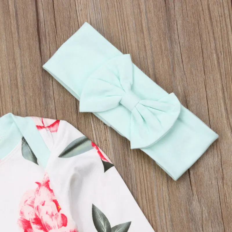 Newborn Baby Boy Girl Long Sleeve Floral Infant Sleepwear Pajamas Set