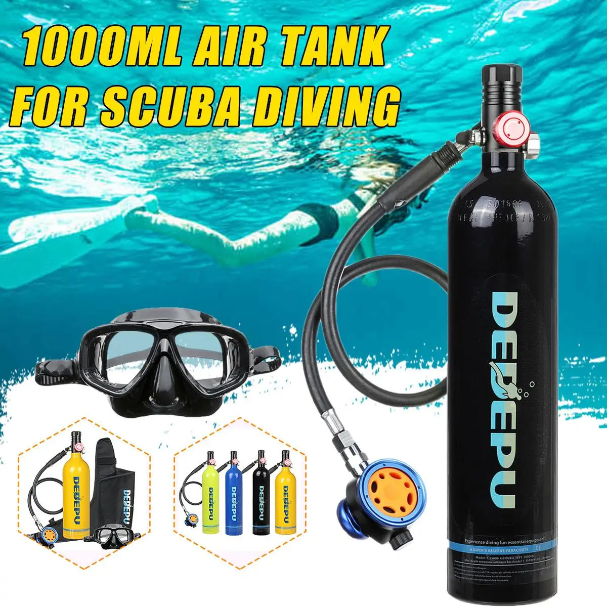 1L Scuba Oxygen Cylinder Diving Air Tank Scuba Diving Snorkeling Breathing Y6E0 