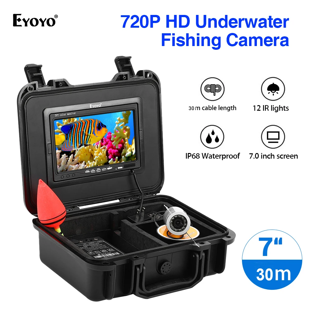Eyoyo EF07HR 720P 7 дюймов 30 м 8 Гб DVR IP68 инфракрасная камера для подводной рыбалки