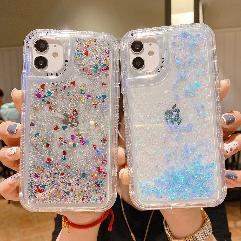 Dynamic Qicksand Glitter Liquid Phone Case For iPhone 13 12 11 Pro Max XR XS Max X 7 8 Plus Soft Silicone Bumper Back Cover iphone 13 mini silicone case