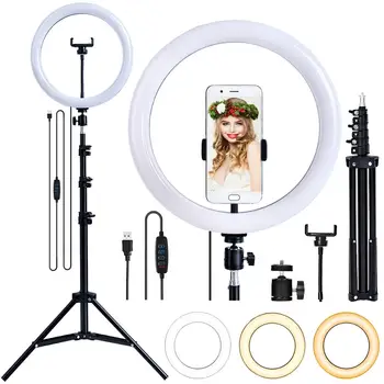 

Fusitu 12 inch 30cm LED Photographic Light Curved Surface lamp Lighting With Phone Holder For Live broadcast Makeup Shooting