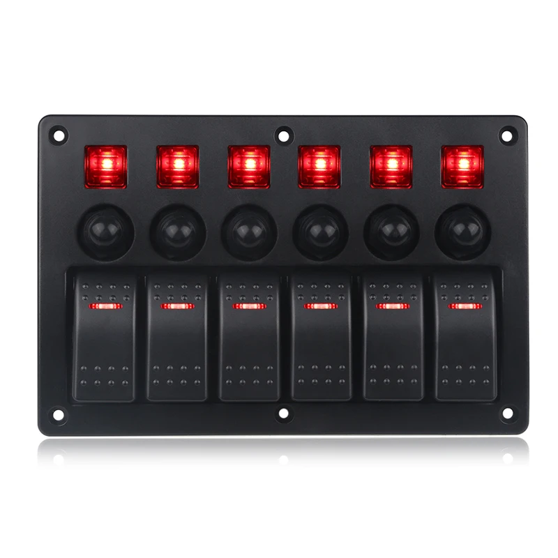 

Universal 6 Gang Panel Toggle Switch Air Switch Single Light DC 12/24V Waterproof RV Yacht Marine Boat Ship Car